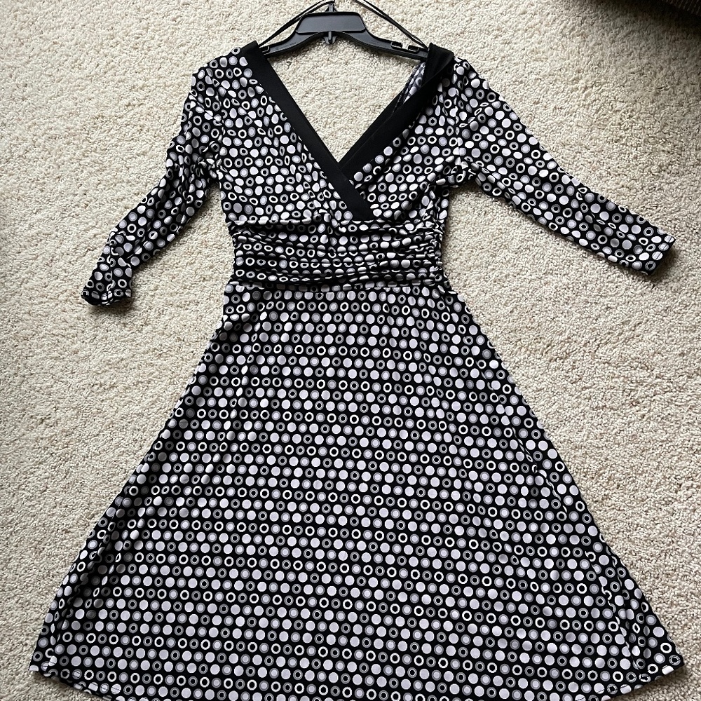 Dress Barn, black/white, FUN, nylon, dress, size 12.